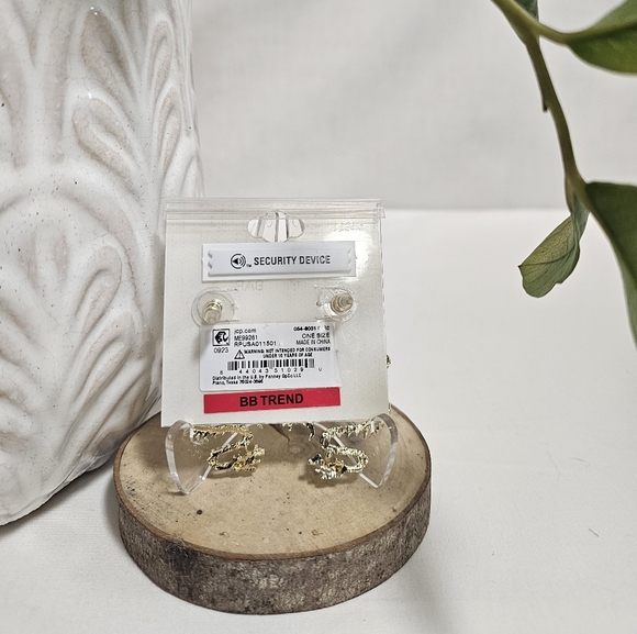 Bijoux Bar Dragon Earrings – Gold Crystal Statement Studs NWT - Picture 3 of 3